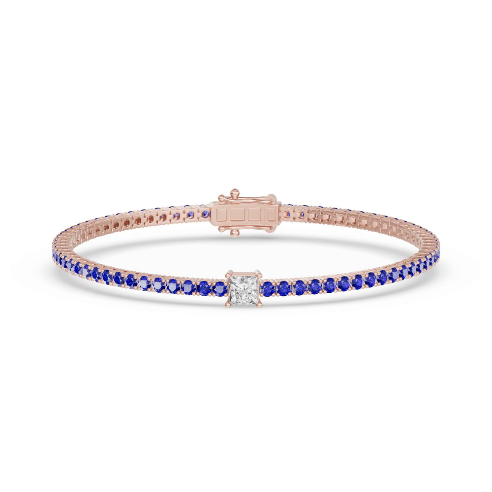 360 degree view of Lunava Sapphire & Princess Lab Diamond Tennis Bracelet