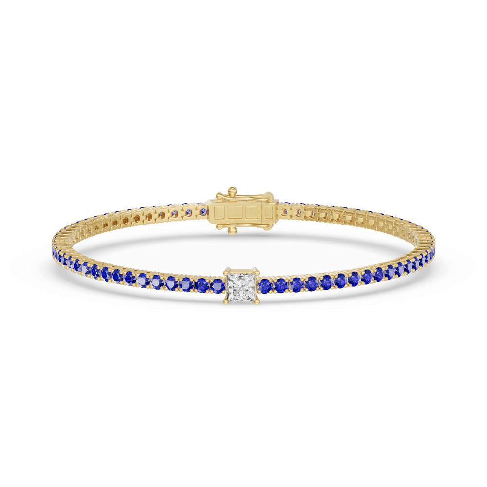 360 degree view of Lunava Sapphire & Princess Lab Diamond Tennis Bracelet