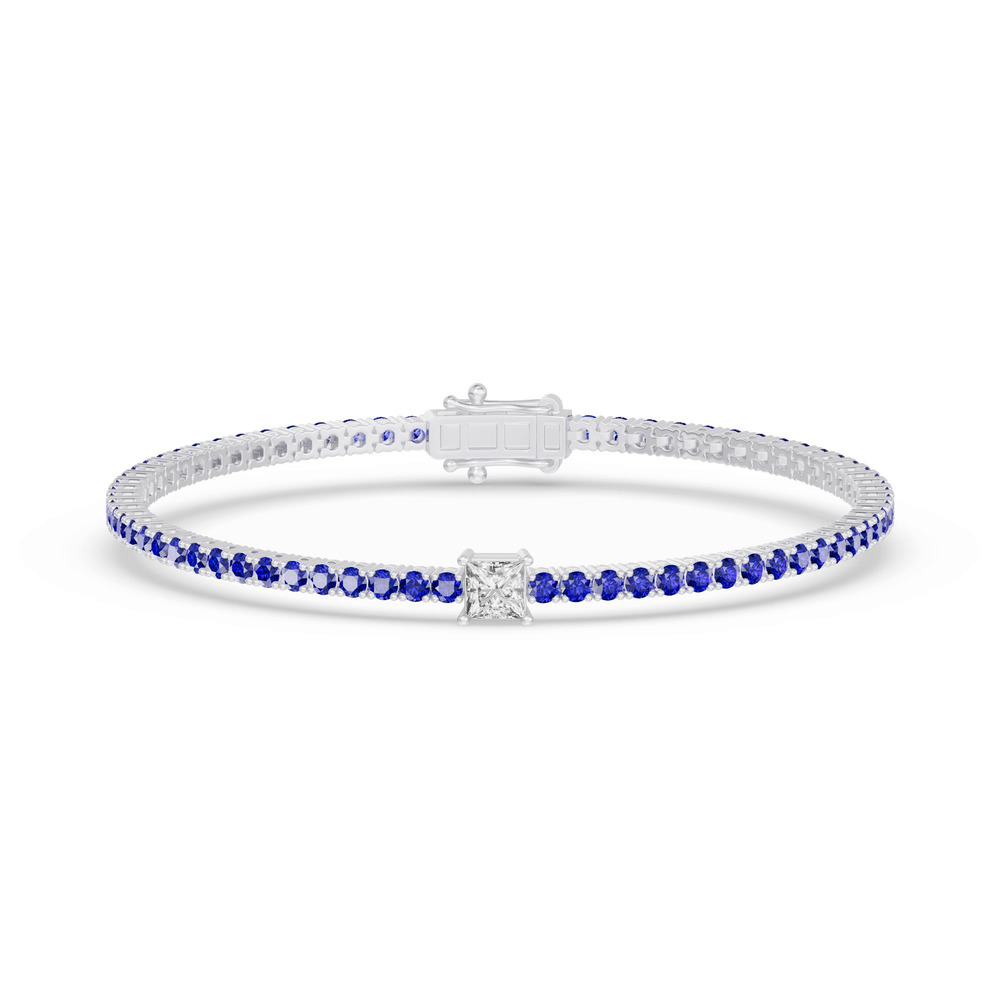 360 degree view of Lunava Sapphire & Princess Lab Diamond Tennis Bracelet
