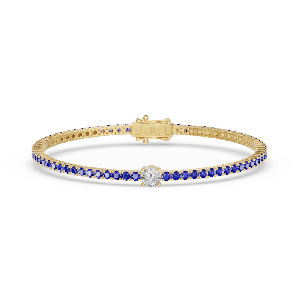 360 degree view of Lunava Sapphire & Round Lab Diamond Tennis Bracelet
