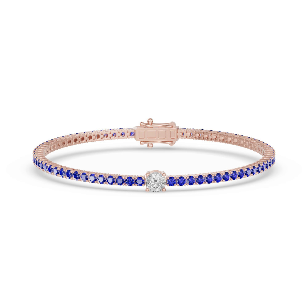 360 degree view of Lunava Sapphire & Round Lab Diamond Tennis Bracelet