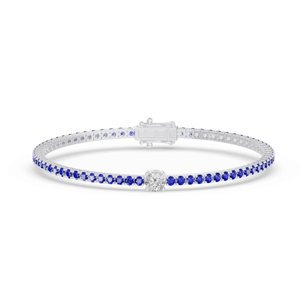 360 degree view of Lunava Sapphire & Round Lab Diamond Tennis Bracelet