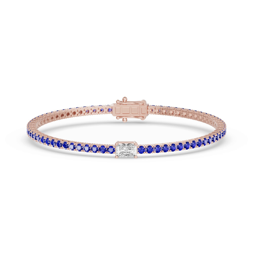 360 degree view of Lunava Sapphire & Radiant Lab Diamond Tennis Bracelet