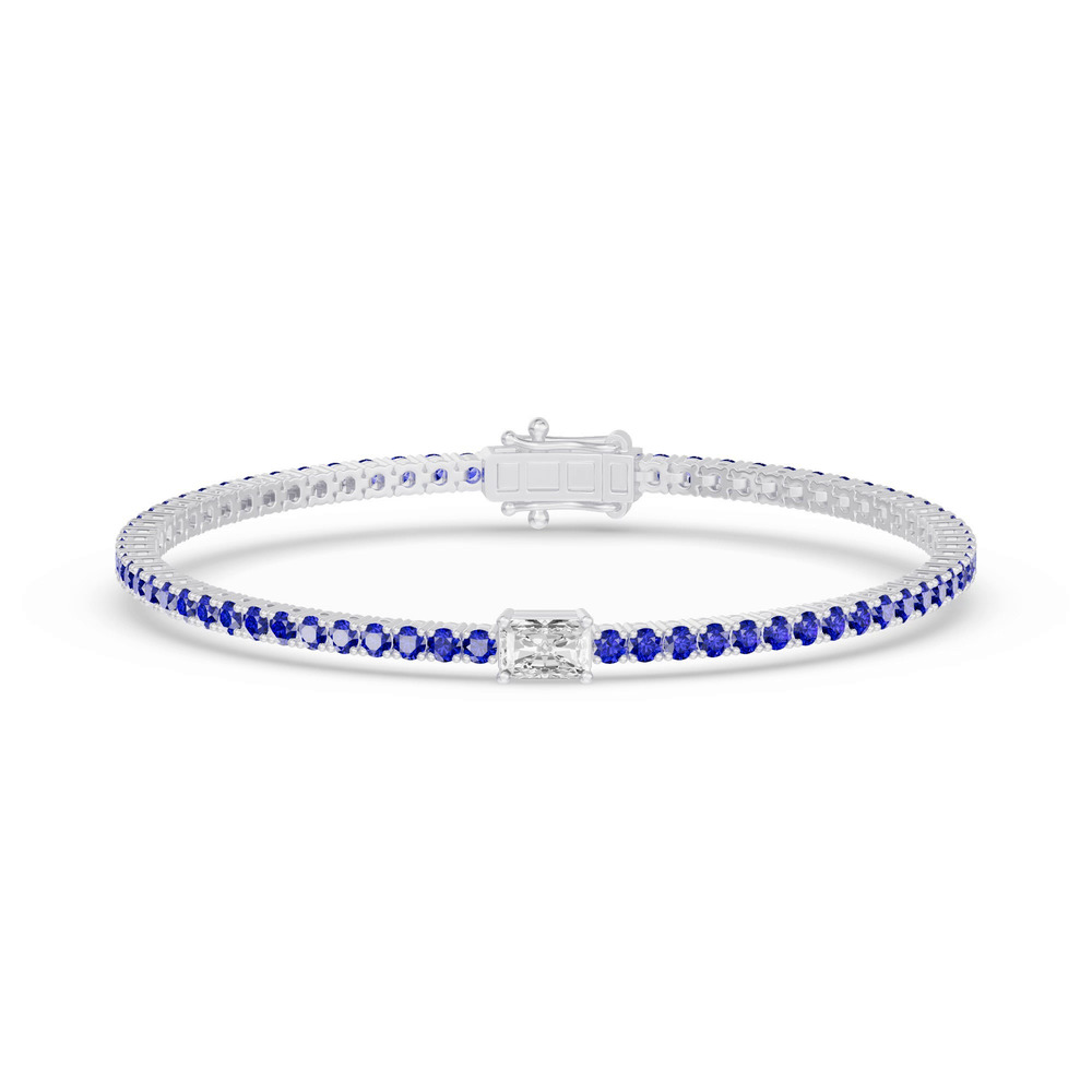 360 degree view of Lunava Sapphire & Radiant Lab Diamond Tennis Bracelet