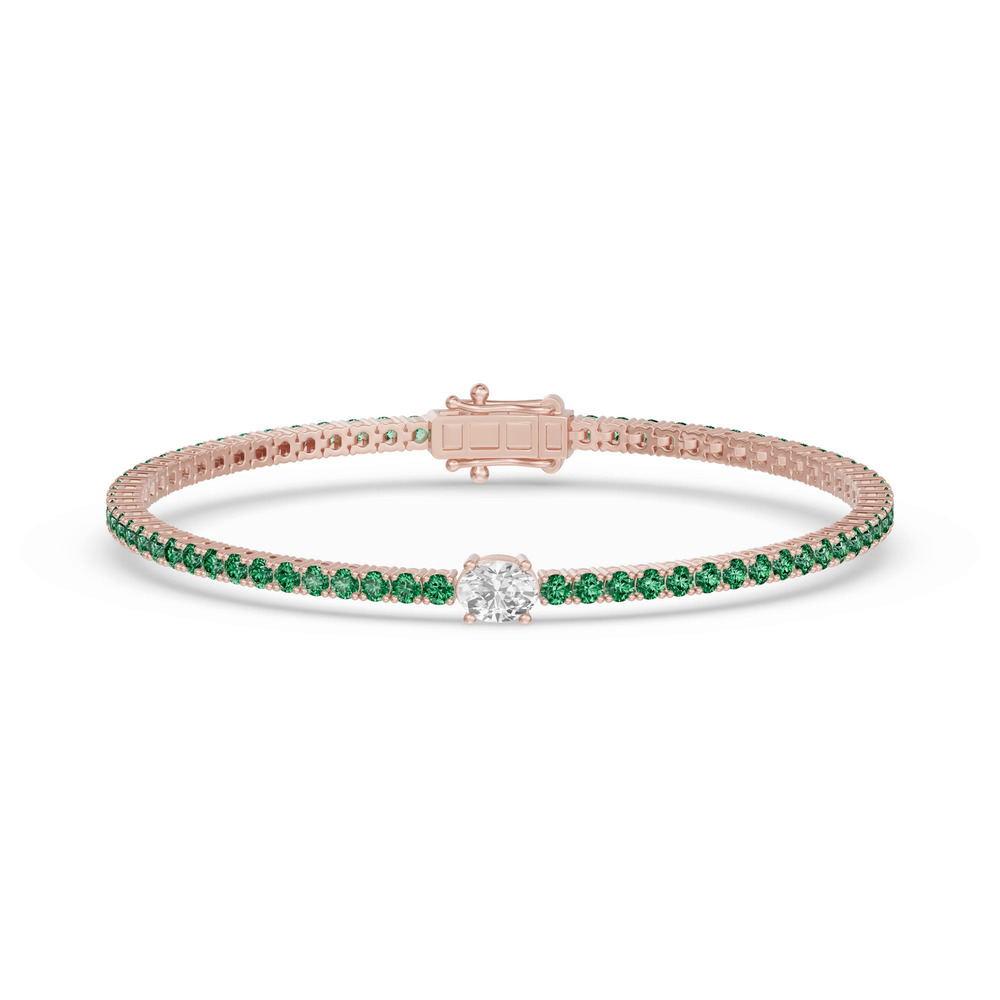 360 degree view of Lunava Green Emerald & Oval Lab Diamond Tennis Bracelet