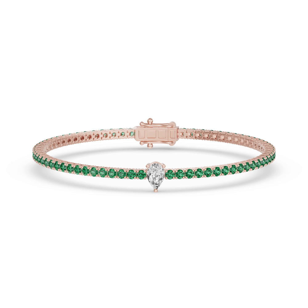 360 degree view of Lunava Green Emerald & Pear Lab Diamond Tennis Bracelet