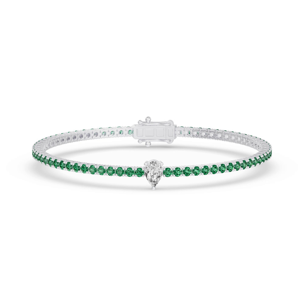360 degree view of Lunava Green Emerald & Pear Lab Diamond Tennis Bracelet