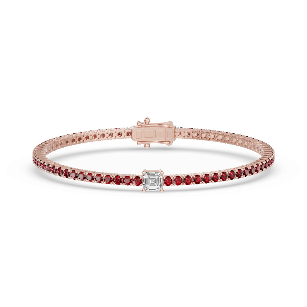 360 degree view of Lunava Ruby & Asscher Lab Diamond Tennis Bracelet