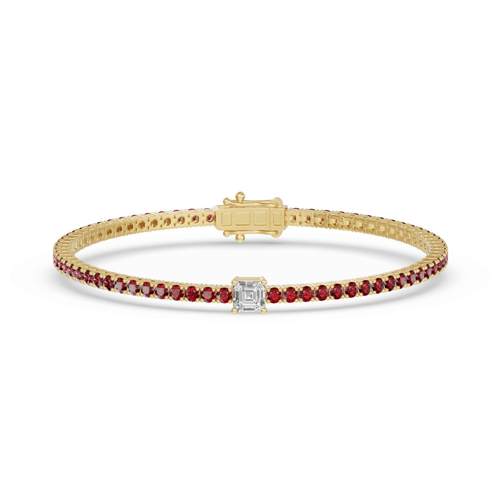 360 degree view of Lunava Ruby & Asscher Lab Diamond Tennis Bracelet
