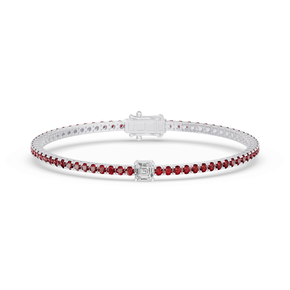 360 degree view of Lunava Ruby & Asscher Lab Diamond Tennis Bracelet
