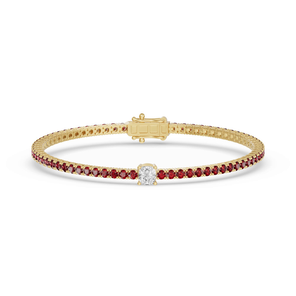 360 degree view of Lunava Ruby & Cushion Lab Diamond Tennis Bracelet