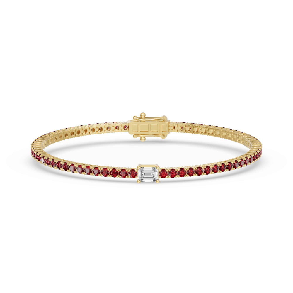 360 degree view of Lunava Ruby & Emerald-Cut Lab Diamond Tennis Bracelet