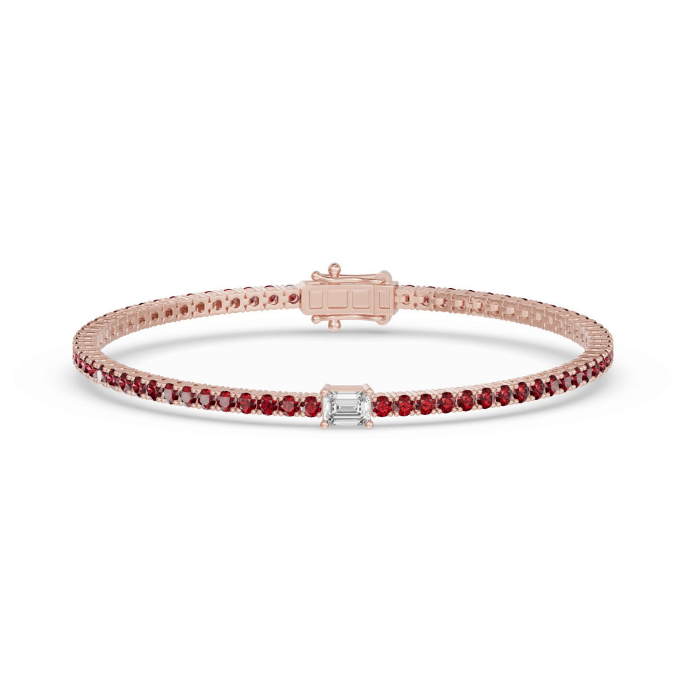 360 degree view of Lunava Ruby & Emerald-Cut Lab Diamond Tennis Bracelet
