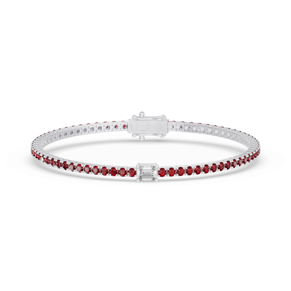 360 degree view of Lunava Ruby & Emerald-Cut Lab Diamond Tennis Bracelet