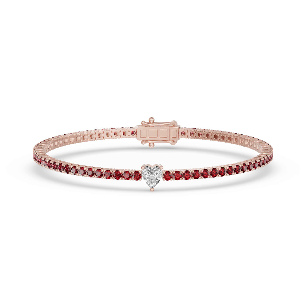 360 degree view of Lunava Ruby & Heart Lab Diamond Tennis Bracelet