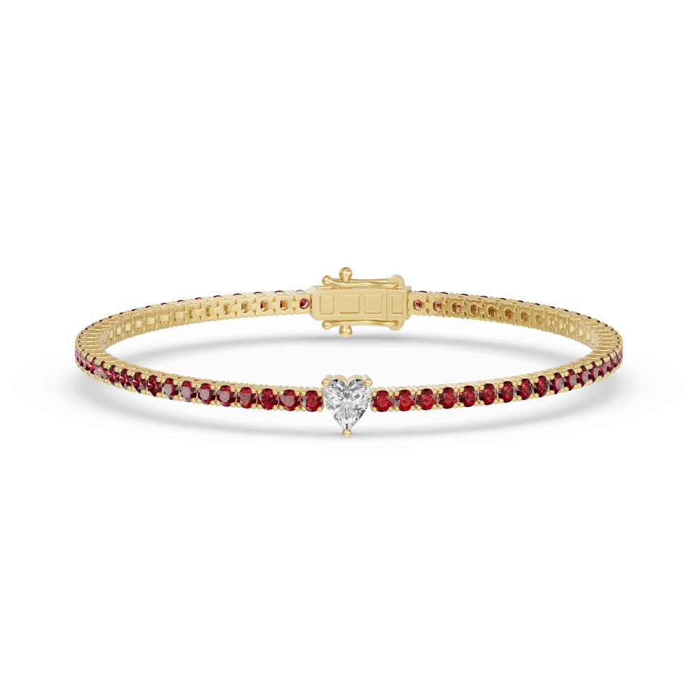 360 degree view of Lunava Ruby & Heart Lab Diamond Tennis Bracelet