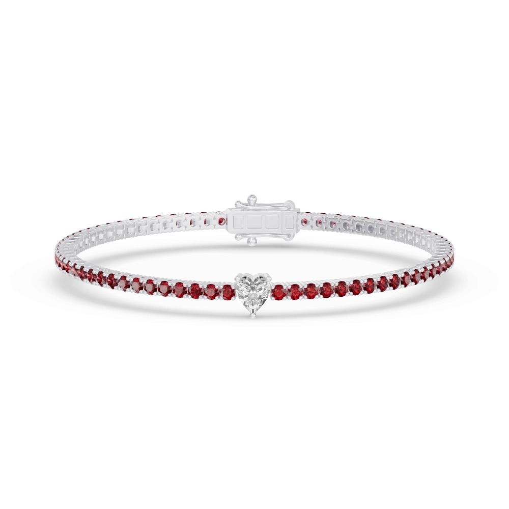 360 degree view of Lunava Ruby & Heart Lab Diamond Tennis Bracelet