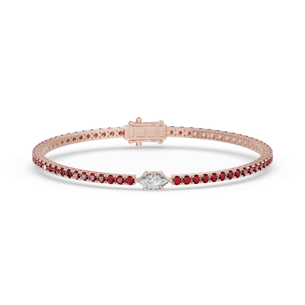 360 degree view of Lunava Ruby & Marquise Lab Diamond Tennis Bracelet