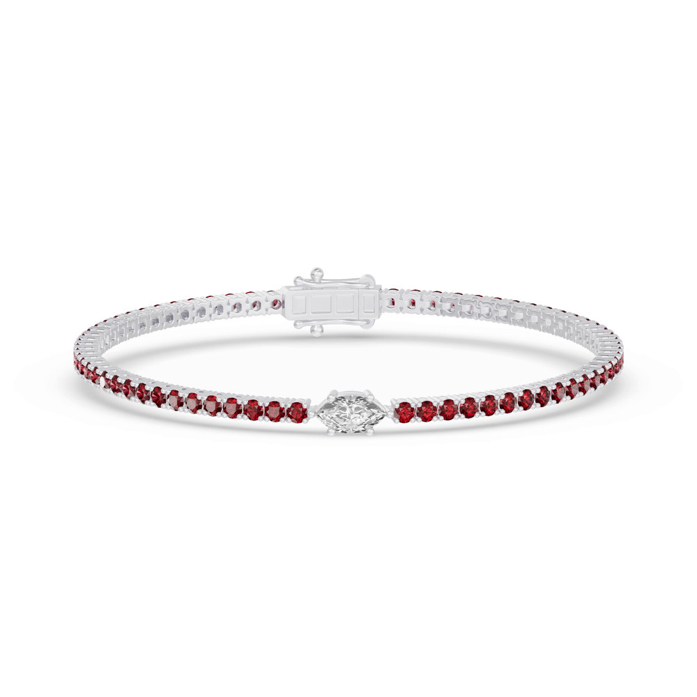 360 degree view of Lunava Ruby & Marquise Lab Diamond Tennis Bracelet