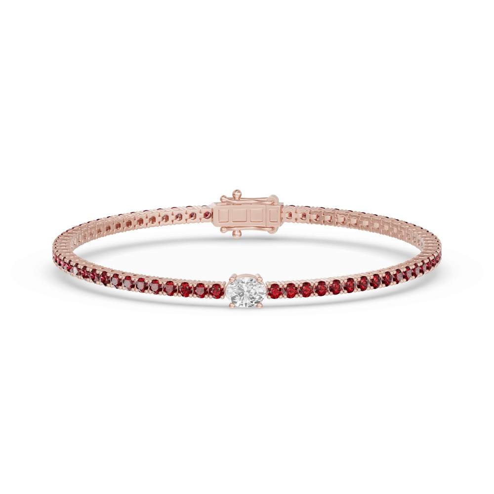 360 degree view of Lunava Ruby & Oval Lab Diamond Tennis Bracelet