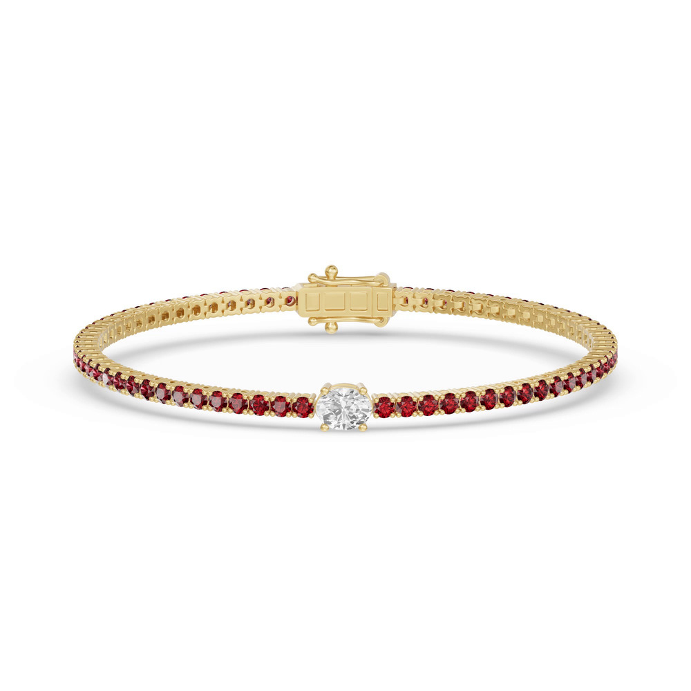360 degree view of Lunava Ruby & Oval Lab Diamond Tennis Bracelet