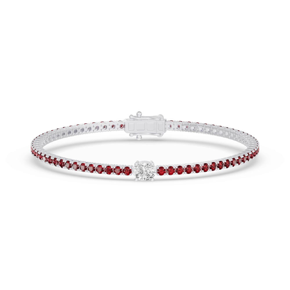360 degree view of Lunava Ruby & Oval Lab Diamond Tennis Bracelet