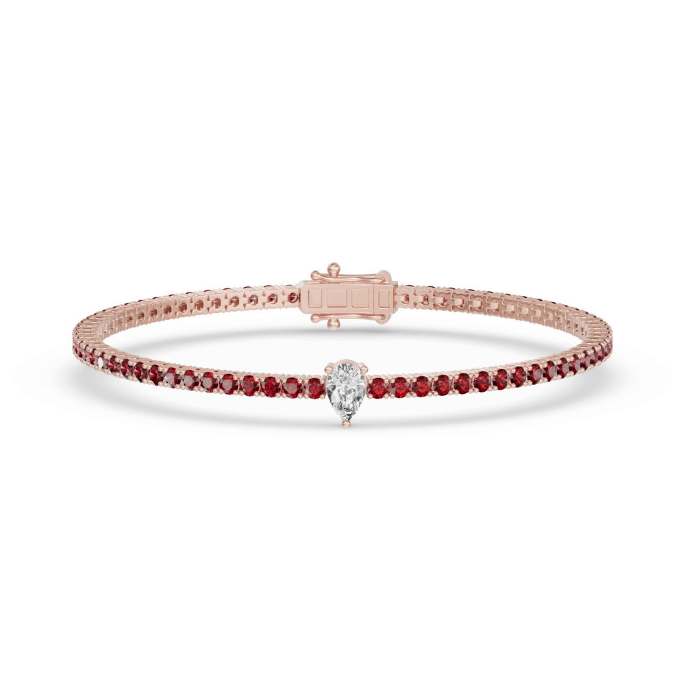 360 degree view of Lunava Ruby & Pear Lab Diamond Tennis Bracelet