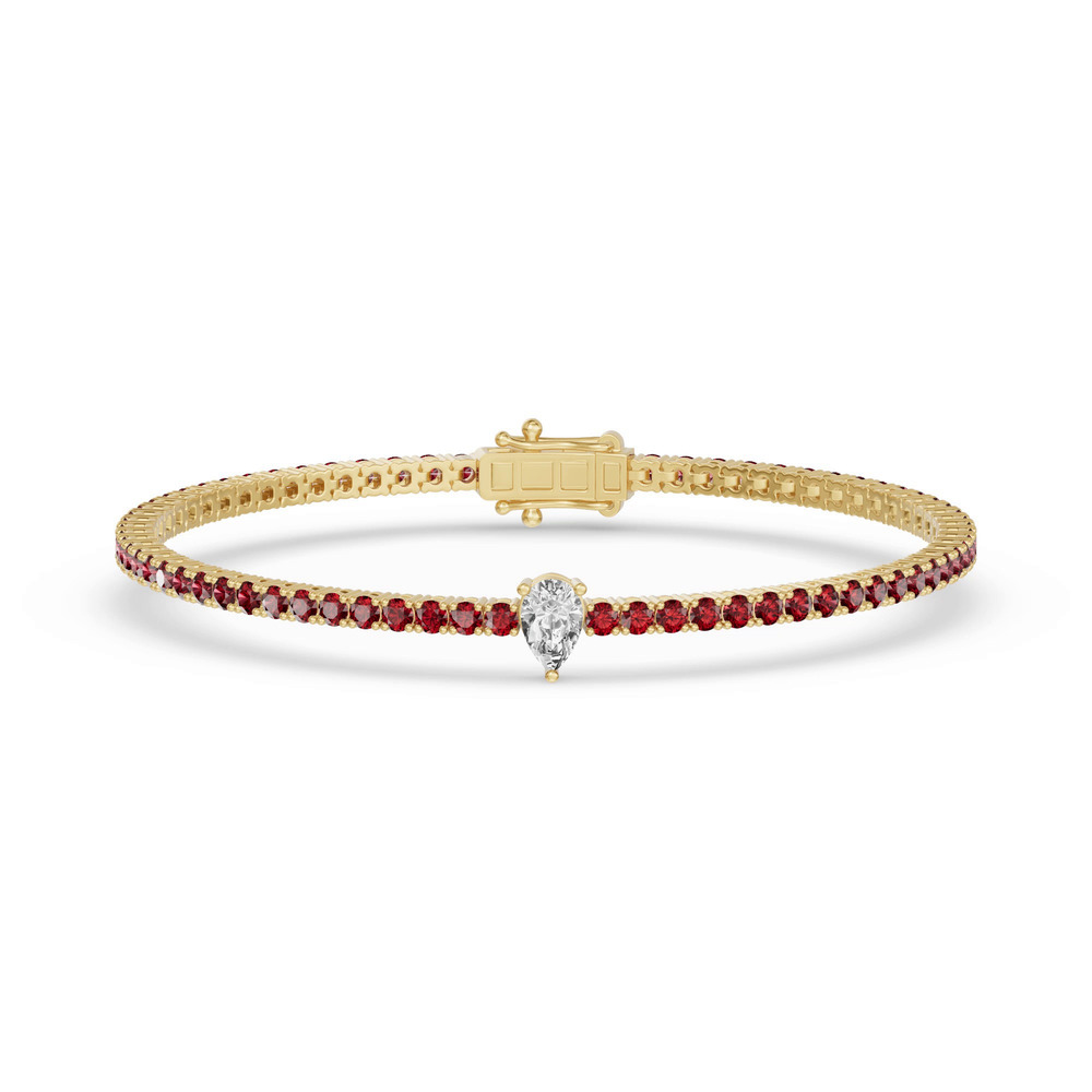 360 degree view of Lunava Ruby & Pear Lab Diamond Tennis Bracelet
