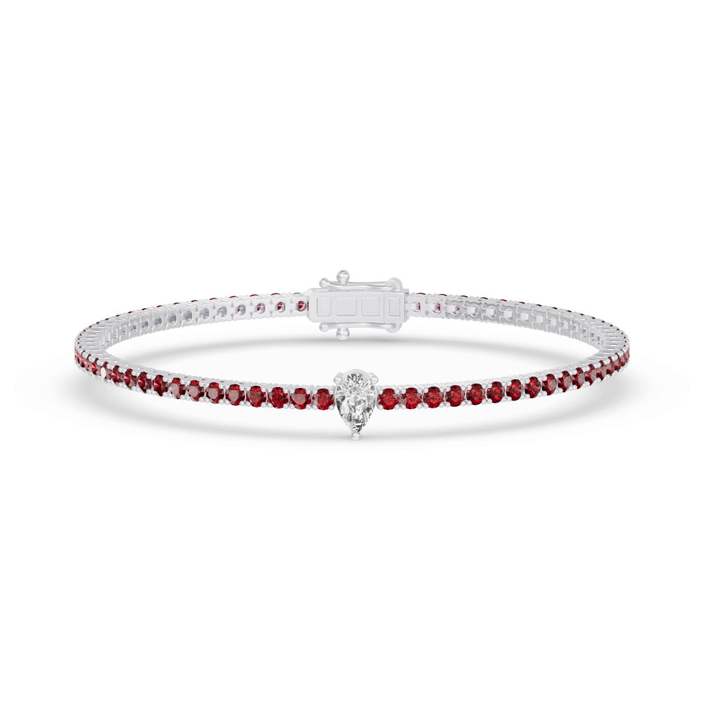 360 degree view of Lunava Ruby & Pear Lab Diamond Tennis Bracelet