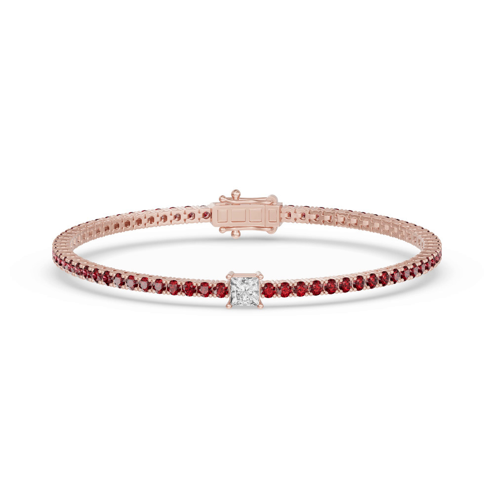 360 degree view of Lunava Ruby & Princess Lab Diamond Tennis Bracelet