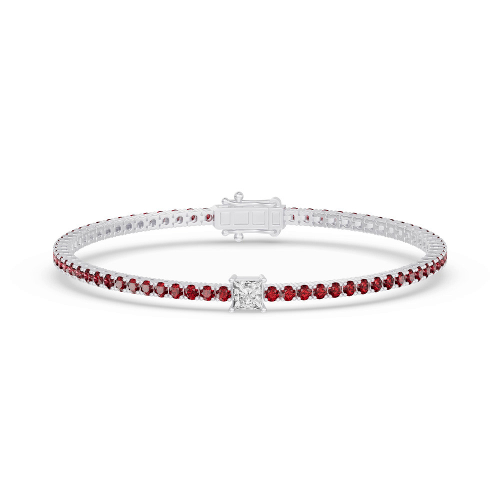 360 degree view of Lunava Ruby & Princess Lab Diamond Tennis Bracelet