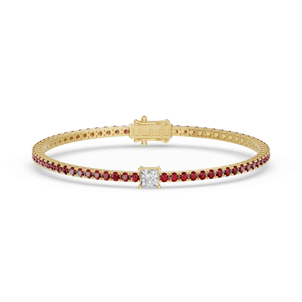 360 degree view of Lunava Ruby & Princess Lab Diamond Tennis Bracelet
