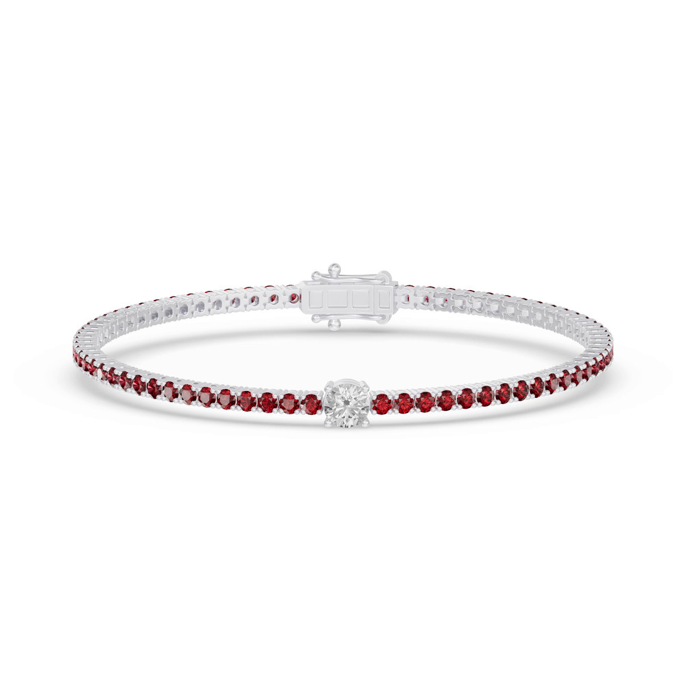 360 degree view of Lunava Ruby & Round Lab Diamond Tennis Bracelet