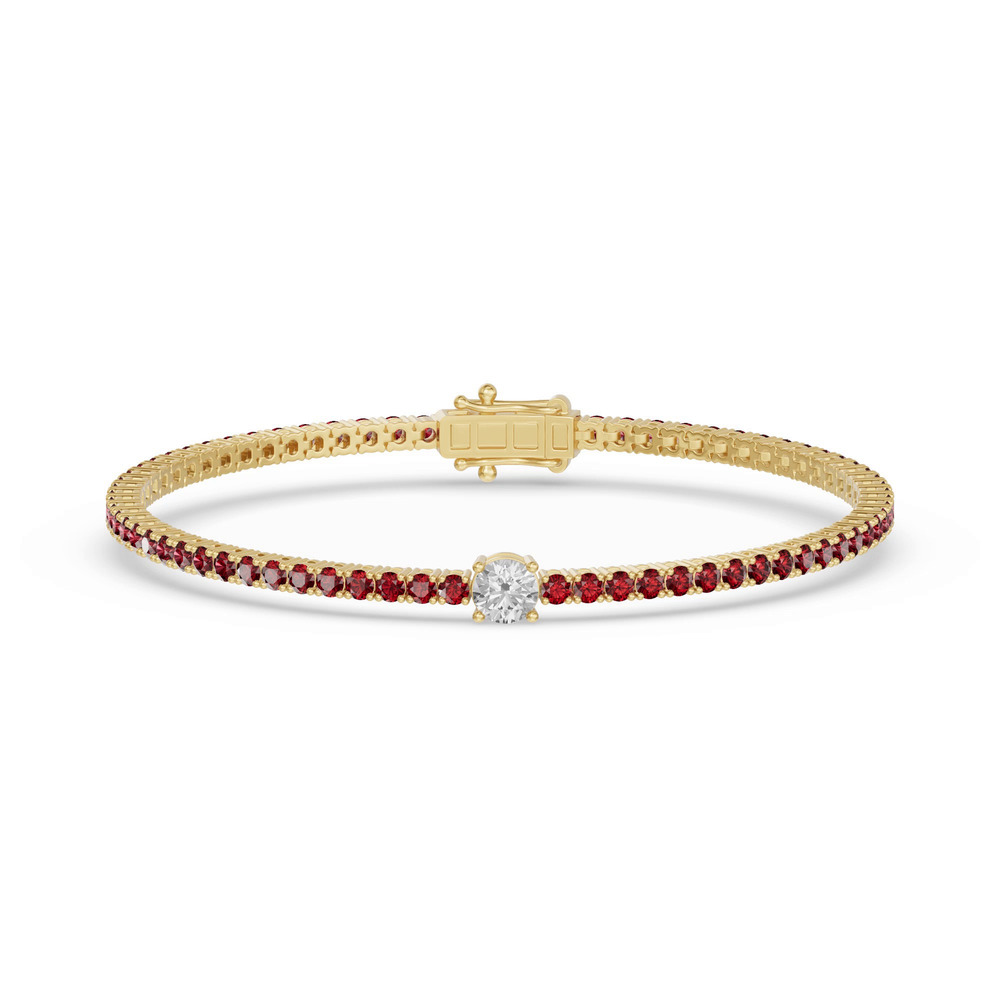 360 degree view of Lunava Ruby & Round Lab Diamond Tennis Bracelet