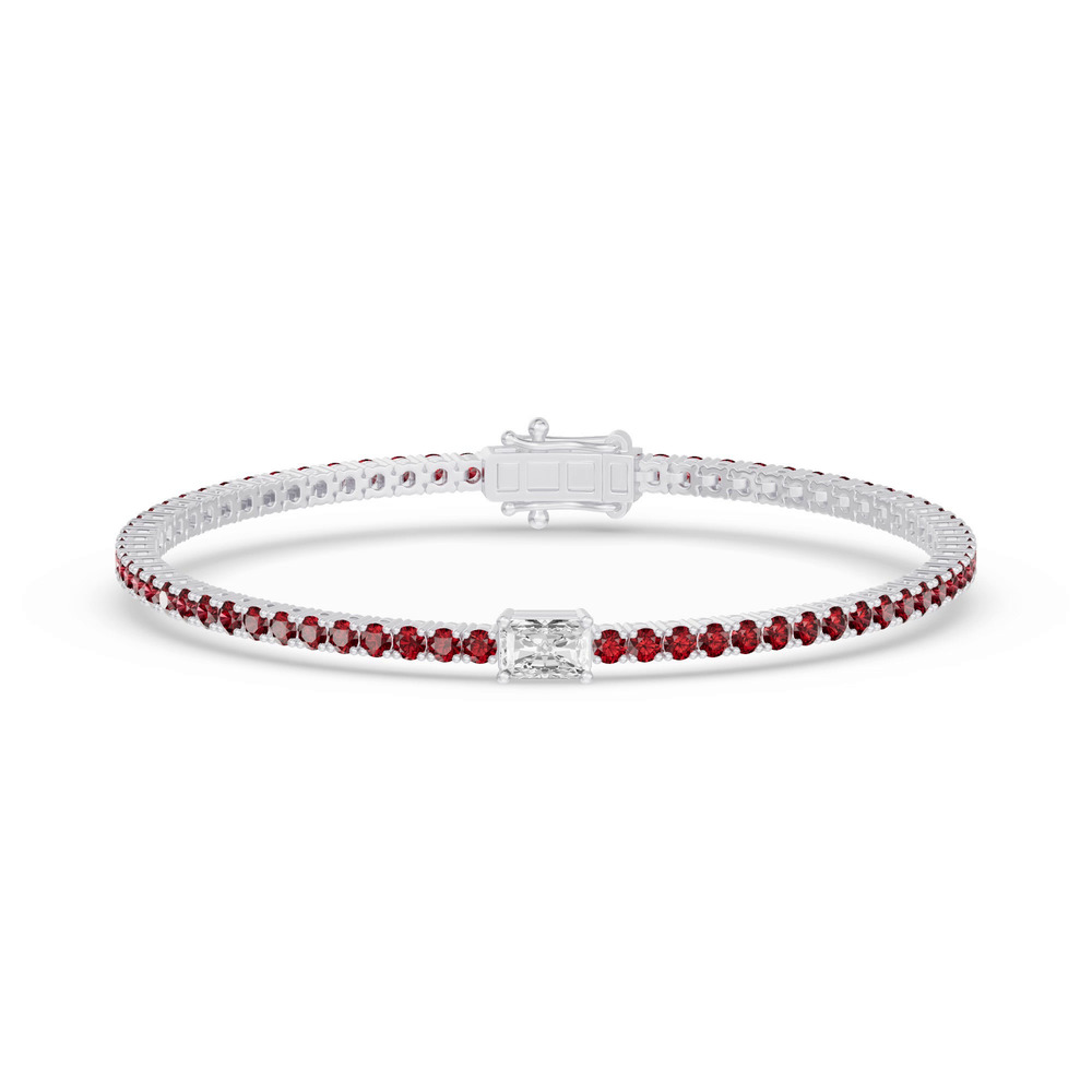 360 degree view of Lunava Ruby & Radiant Lab Diamond Tennis Bracelet