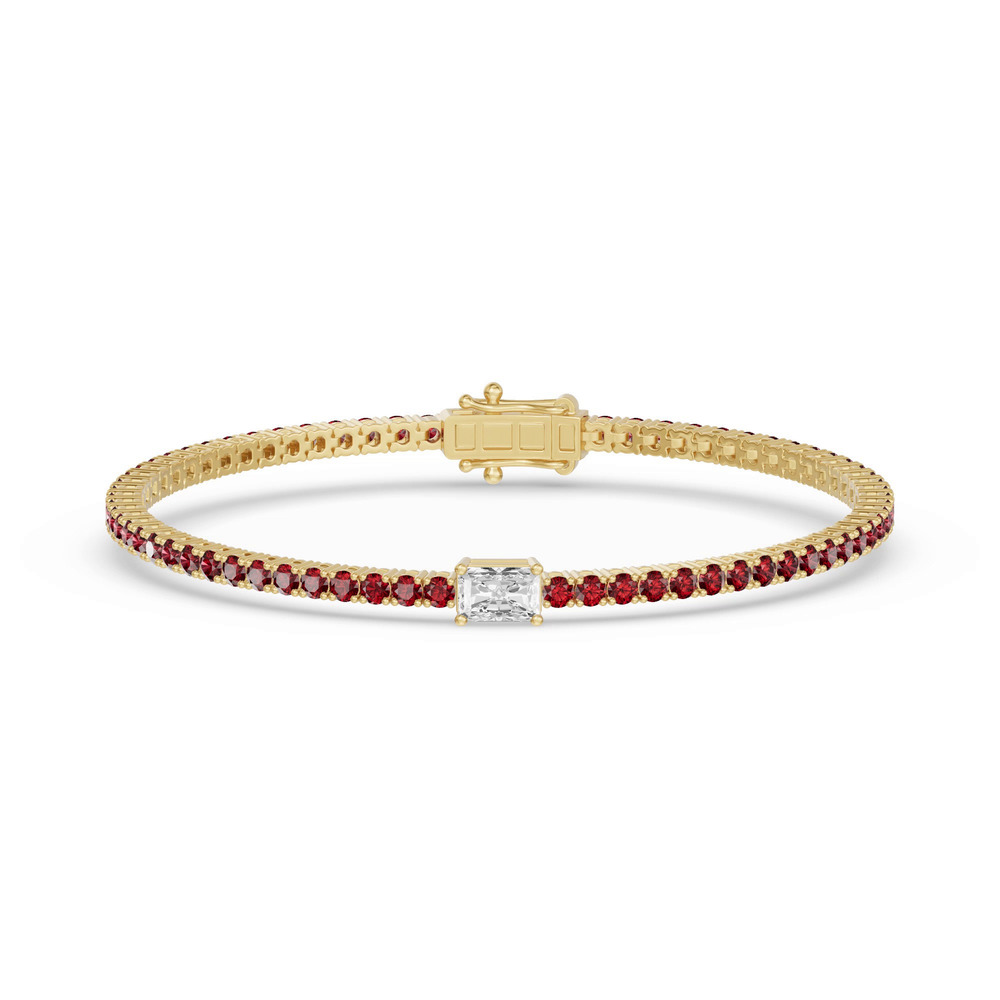 360 degree view of Lunava Ruby & Radiant Lab Diamond Tennis Bracelet