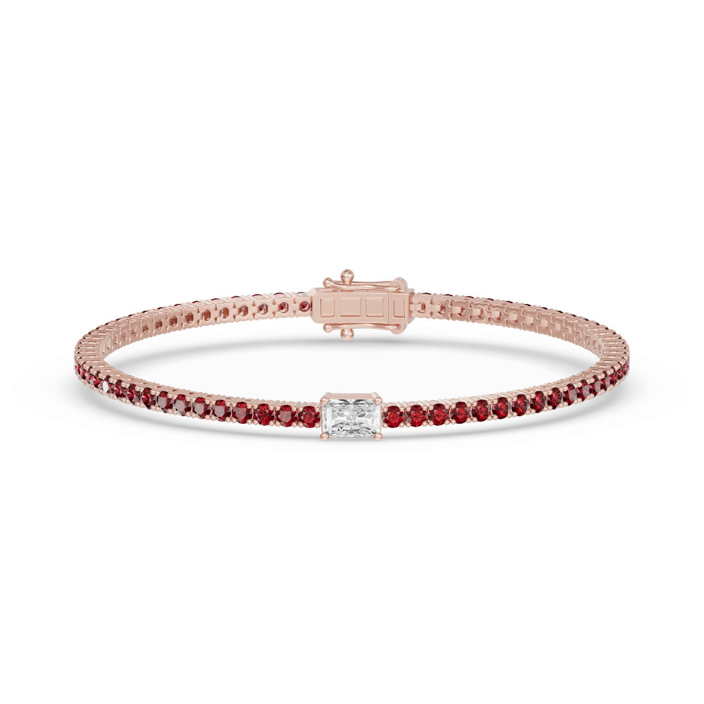 360 degree view of Lunava Ruby & Radiant Lab Diamond Tennis Bracelet