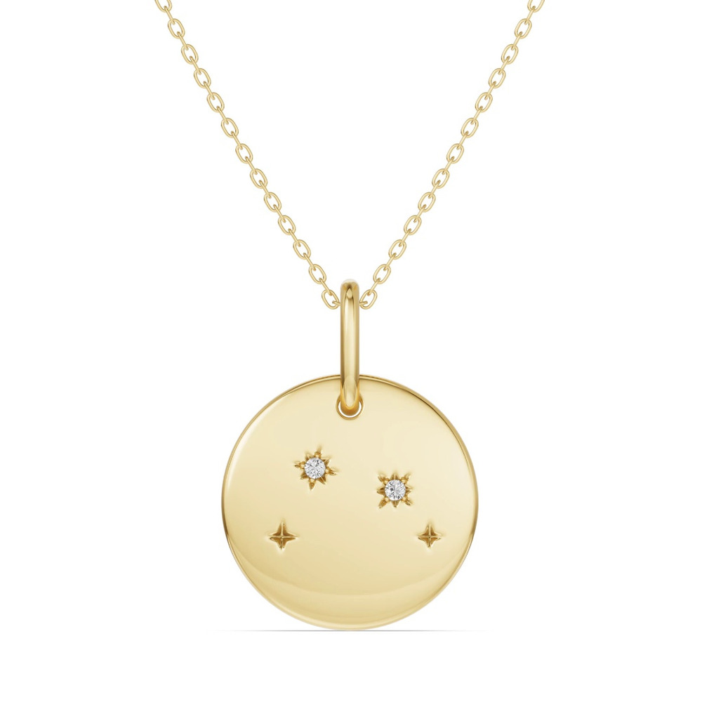 360 degree view of Aries Zodiac Constellation Medallion Necklace