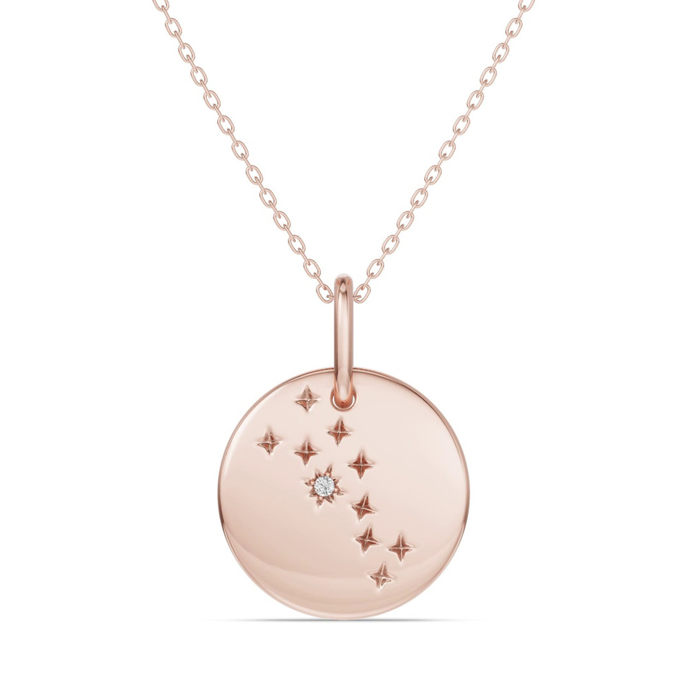 360 degree view of Taurus Zodiac Constellation Medallion Necklace