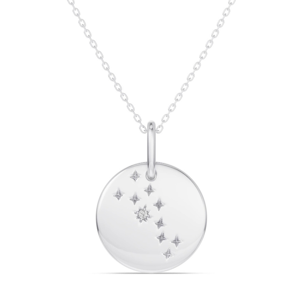 360 degree view of Taurus Zodiac Constellation Medallion Necklace