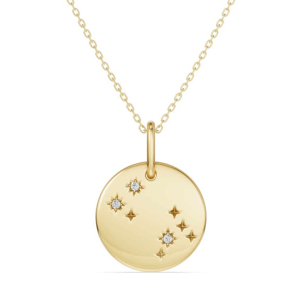 360 degree view of Gemini Zodiac Constellation Medallion Necklace