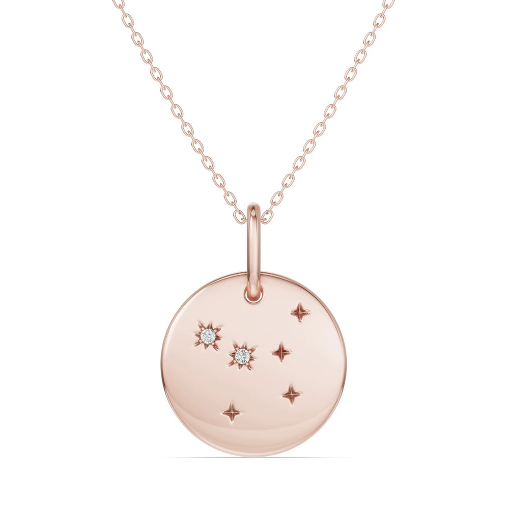 360 degree view of Cancer Zodiac Constellation Medallion Necklace