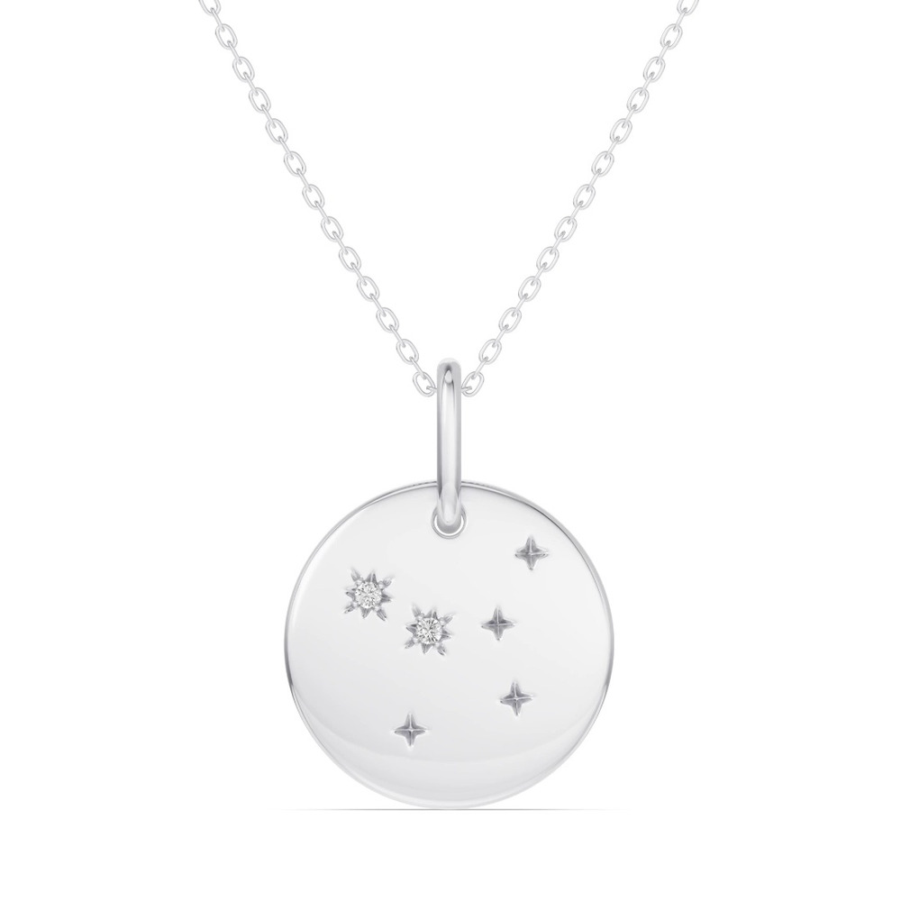 360 degree view of Cancer Zodiac Constellation Medallion Necklace