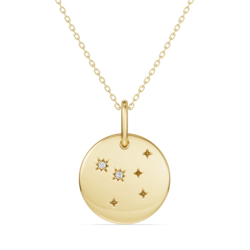 360 degree view of Cancer Zodiac Constellation Medallion Necklace
