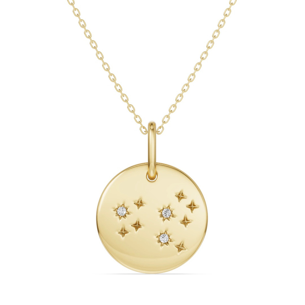 360 degree view of Leo Zodiac Constellation Medallion Necklace