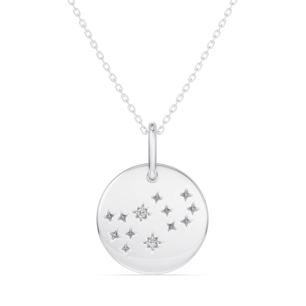 360 degree view of Virgo Zodiac Constellation Medallion Necklace