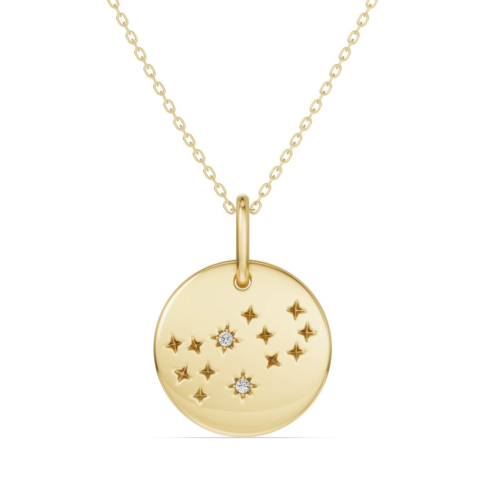 360 degree view of Virgo Zodiac Constellation Medallion Necklace