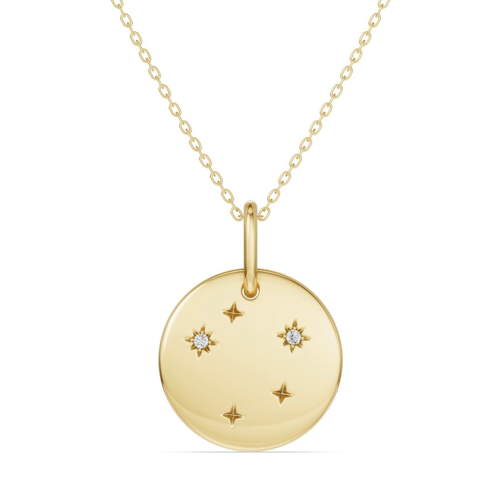 360 degree view of Libra Zodiac Constellation Medallion Necklace