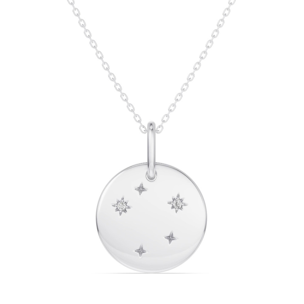 360 degree view of Libra Zodiac Constellation Medallion Necklace