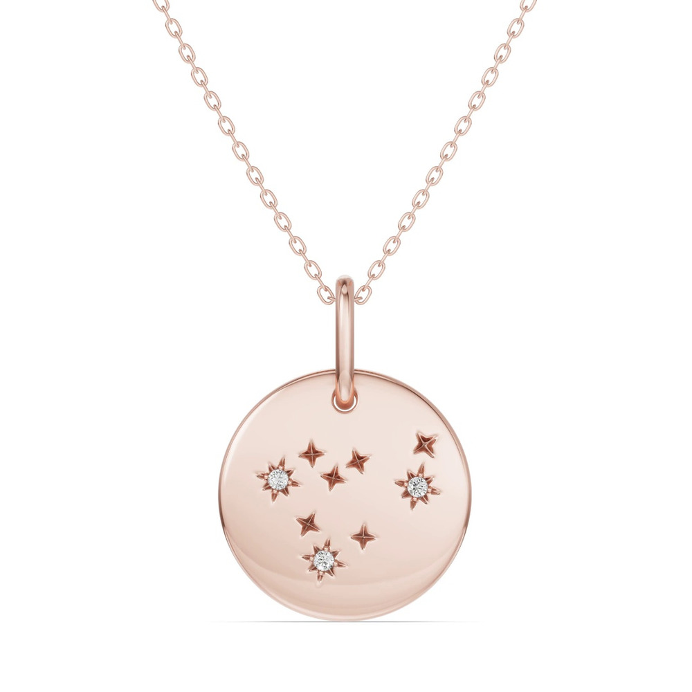 360 degree view of Capricorn Zodiac Constellation Medallion Necklace